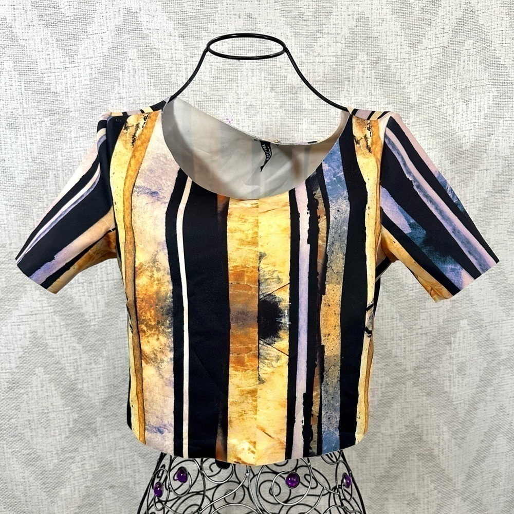 Lanca Perume scuba striped colorful cropped blouse size S